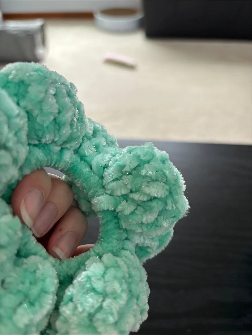 Handmade Sparkly Crochet Velvet Scrunchie